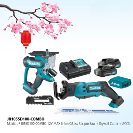 Makita 12V MAX Li-Ion C/Less Recipro Saw + Drywall Cutter + ACCS JR105SD100-COMBO