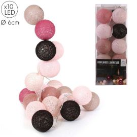 10 Led Ball String Lights - Pink/Taupe Shades La10068